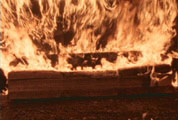 The couch burns